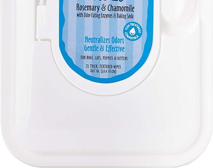 Earthbath Totally Natural Pet Care Tushy Wipes Rosemary & Chamomile 72 Wipes