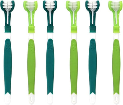 Mipcase 6pcs Dog Toothbrush, Triple Head Cat Toothbrush Cleaning Pet Dental Care Gentle dog tooth brushing kit for Dog Cat Teeth Cleaning