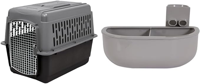 Petmate Large Breeds Dog Kennel Various Sizes with Double Diner Kennel Bowl Gray Small