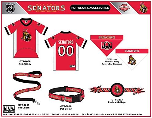 NHL Ottowa Senators Jersey for Dogs & Cats, X-Small. - Let Your Pet be a Real NHL Fan!