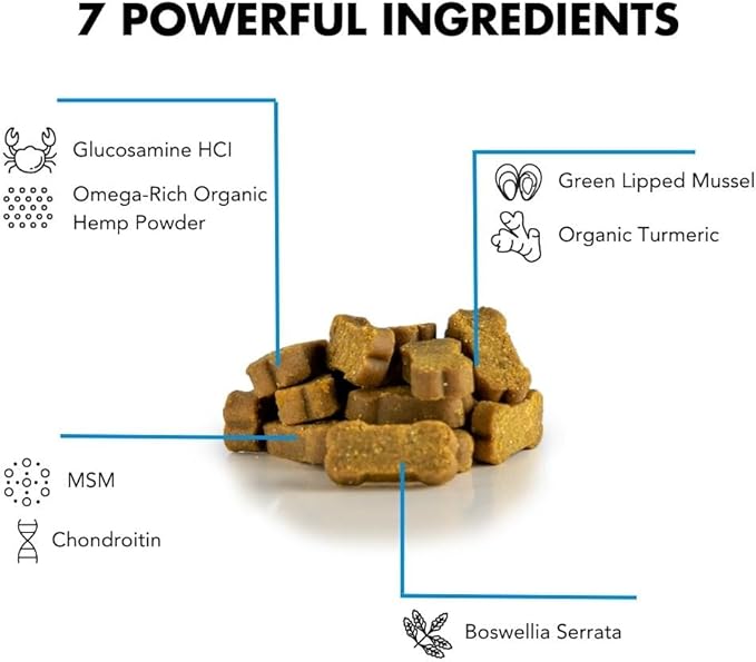 iHeartDogs Hip & Joint Supplement for Dogs - Advanced 8-in-1 Dog Joint Supplement Chews with Glucosamine, Chondroitin, Turmeric, Devil's Claw, Green Lipped Mussel, Hemp, Yucca, Boswellia & MSM - 90 Ct