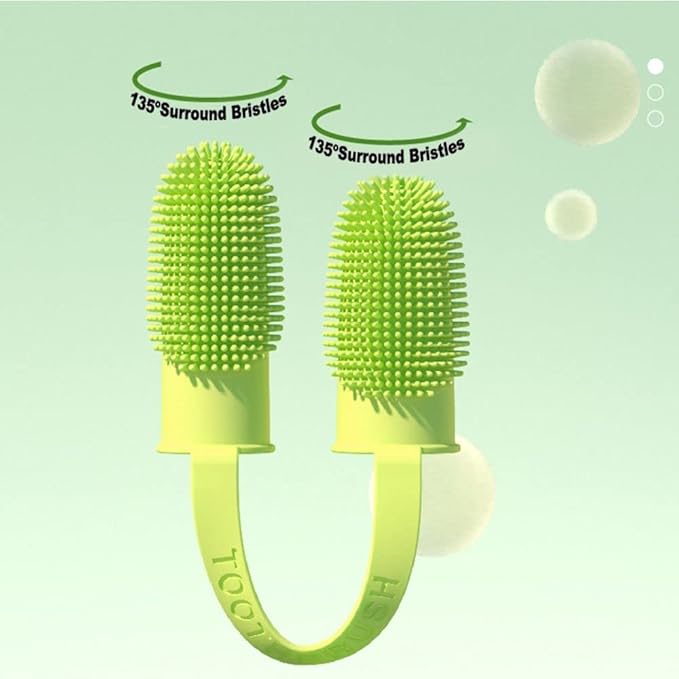 Andy's Orchids 3pcs Dog Toothbrush for Easy Teeth Cleaning, Finger Toothbrush Kit, Double-Finger 135ºSurround Bristles, Teeth Care Dental Care for Puppies Cats and Small Pets