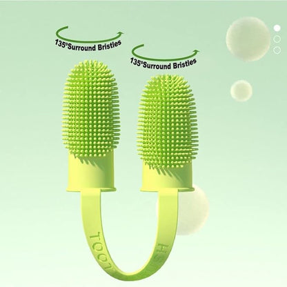 Andy's Orchids 3pcs Dog Toothbrush for Easy Teeth Cleaning, Finger Toothbrush Kit, Double-Finger 135ºSurround Bristles, Teeth Care Dental Care for Puppies Cats and Small Pets