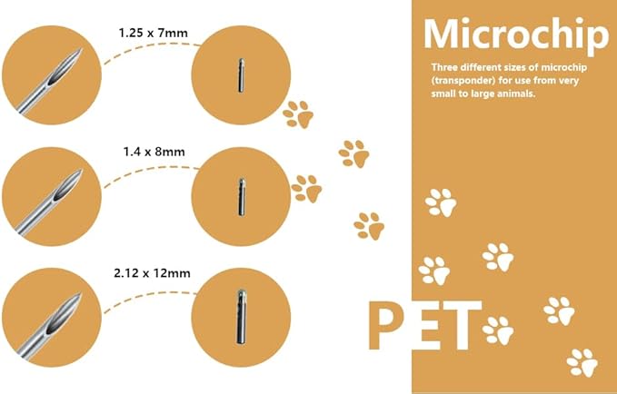 Animal ID Microchip for Dogs Cats Horses Pigs Cows 20 Pack 2.12X12mm ISO11784/ISO11785/FDX-B Pet ID Tags, 15 ID Microchip
