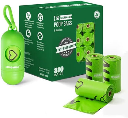 【Upgraded 2023】Dog Poop Bag Refills | 810 Counts, 45 Rolls | Biodegradable, Unscented | Leak-Proof & Ultra Thick | Holder Included