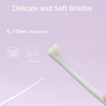 JGocot Small Dog Toothbrush,|Micro Brush Head|Nano Bristle|Soft Pet Toothbrush for Sensitive Gum&Teeth, Dog Teeth Cleaning Kit for Puppy, Kitten, Cats&Miniature Toy Size Dogs-Pink&Purple