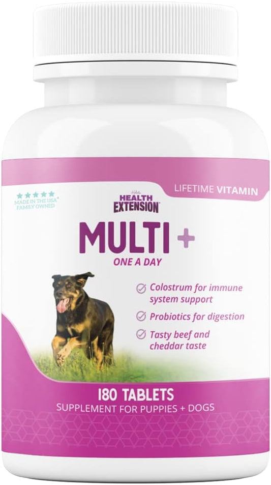 Health Extension Lifetime Multivitamin and Minerals for Dogs & Puppies, Supplements for Immune System, Digestion, Joint Support, Coat & Skin, Contains Vitamin A, D, E, K, B12, 180 Tablets