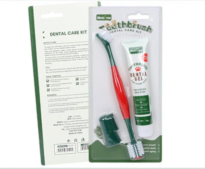 Pets Toothbrush Kit,3 Pieces Set with Toothpaste Fingerbrush and Toothpaste,Teeth Cleaning for Cat and Dog Pet Oral Care Fresh Toothbrush Beef Flavor Tooth Brushing Kit for Puppies Kitten