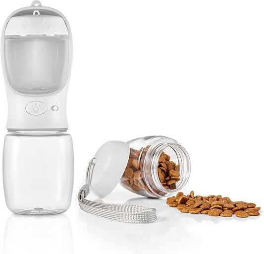 WePet Portable Dog Water Bottle with Food Container, 12 OZ + 6 OZ, Leak Proof Puppy Water Dispenser with Drinking Feeder for Pets Outdoor Walking, Hiking, Travel, Food Grade Plastic