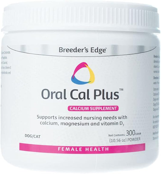Breeder's Edge Oral Cal Plus Powder- Calcium Supplement for Dogs & Cats- 300gm