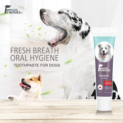FRESH FRIENDS Enzymatic Toothpaste for Dogs | Puppy Toothpaste | Gum Toothpaste | Improves Gum Health | Eliminates Bad Breath, Dog Toothpaste Tartar Remover & Plaque Remover | Dog Dental Care (Beef)