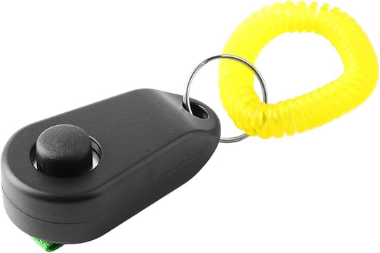 Dog Training Clicker, Lightweight Pet Training Clicker with Finger Ring and Wrist Strap, Clicker for Pets Cats Puppy Birds Horses, Perfect for Behavioral Training (Black)