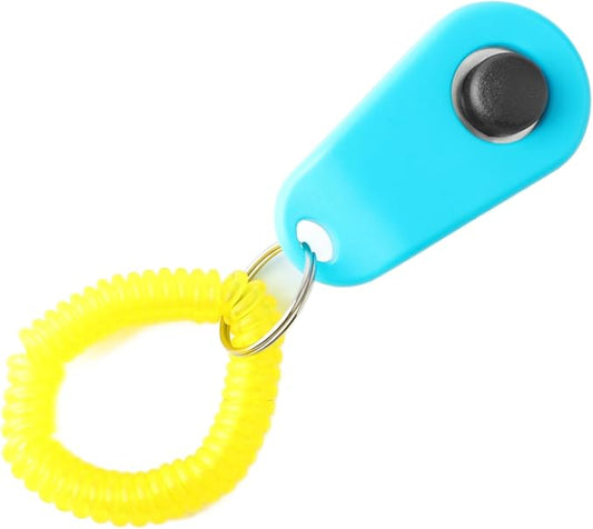 Dog Training Clicker, Lightweight Pet Training Clicker with Finger Ring and Wrist Strap, Clicker for Pets Cats Puppy Birds Horses, Perfect for Behavioral Training (Sky