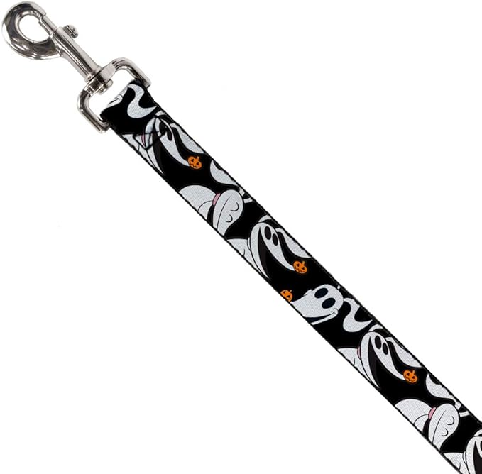Dog Leash Nightmare Before Christmas Zero Pumpkin Expressions 4 Feet Long 1.0 Inch Wide