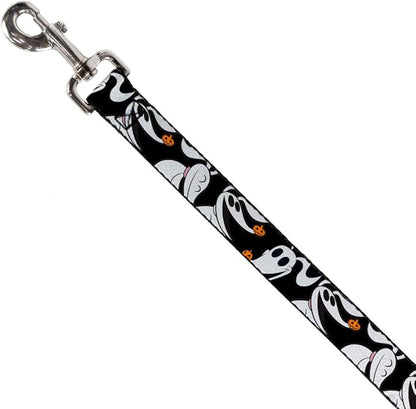 Dog Leash Nightmare Before Christmas Zero Pumpkin Expressions 4 Feet Long 1.0 Inch Wide