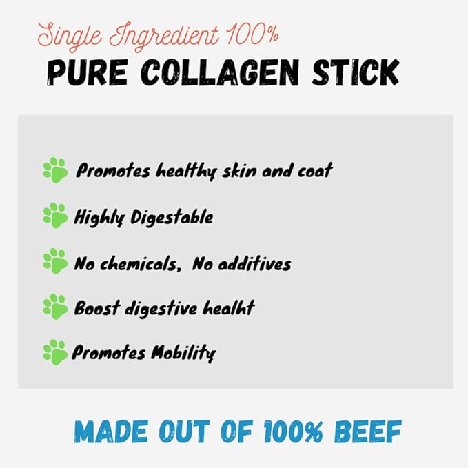 Amazing Dog Treats - Large Collagen Stick - (6 Inch - 8 Count) - Collagen Beef Cheek Rolls for Dogs - 100% Pure Collagen Sticks for Dogs - No Hide Bones for Dogs
