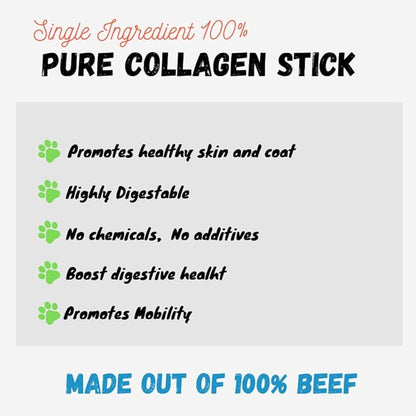 Amazing Dog Treats - Large Collagen Stick - (6 Inch - 8 Count) - Collagen Beef Cheek Rolls for Dogs - 100% Pure Collagen Sticks for Dogs - No Hide Bones for Dogs