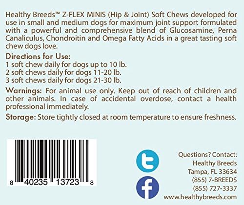 Healthy Breeds Puggle Z-Flex Minis Hip and Joint Support Soft Chews 60 Count