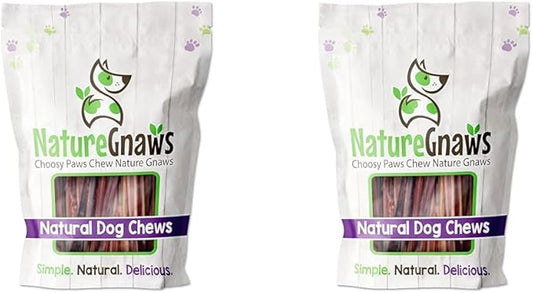 Nature Gnaws - Hide Sticks for Dogs - Premium Natural Beef Dental Bones - Long Lasting Dog Chew Treats for Aggressive Chewers - Puppy Training Reward (Pack of 2)