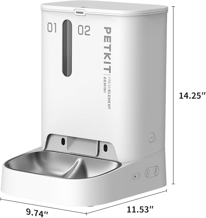 PETKIT Automatic Cat Feeder, 5L Automatic Cat Food Dispenser with Two Food Hoppers, Large Capacity Pet Dry Food Dispenser for Cat Dog, Automatic Dog Feeder with Wi-Fi, Detection Sensor/Portion Control