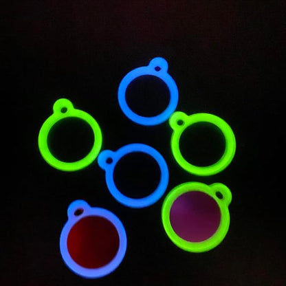 6 Pack Two Colors Circle Silicone Dog Tag Silencer Green Glow in The Dark Round Soundless Pet Tag Sleeve Blue Glow in The Dark Personalize Pet Name Tags Protector Lightweight Pet Tag Cover