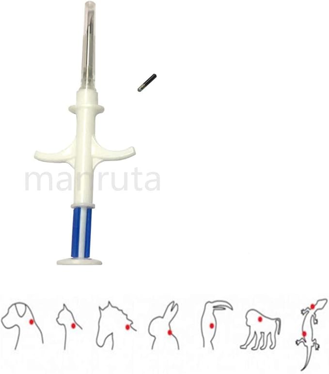 5 Pack Manruta 1.4 MM Dia 8 MM Length Small Pet ID Microchip for Dogs and Cats ISO 11784/5 134.2Khz with 15 Digit ID Number