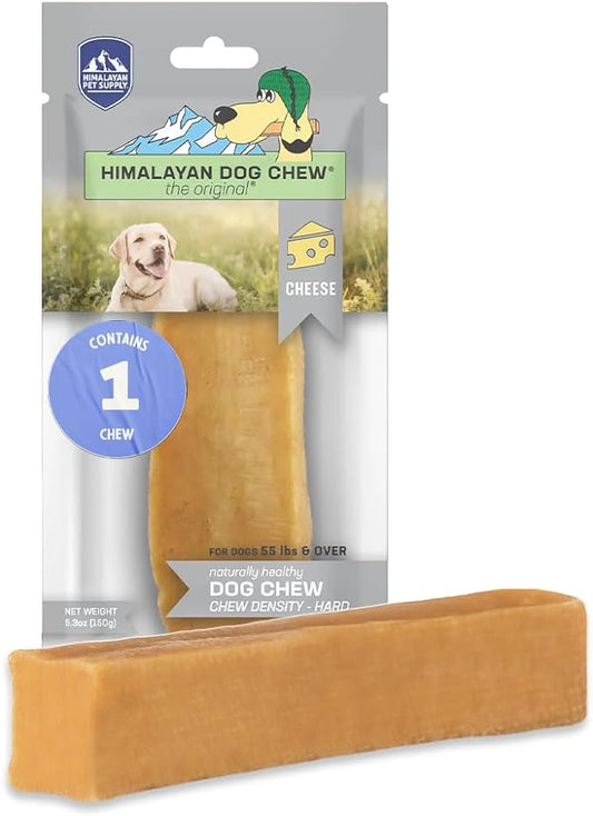 Himalayan Dog Chew Original Yak Cheese Dog Chews, 100% Natural, Long Lasting, Gluten Free, Healthy & Safe Dog Treats, Lactose & Grain Free, Protein Rich, Large, Dogs 55 Lbs & Smaller