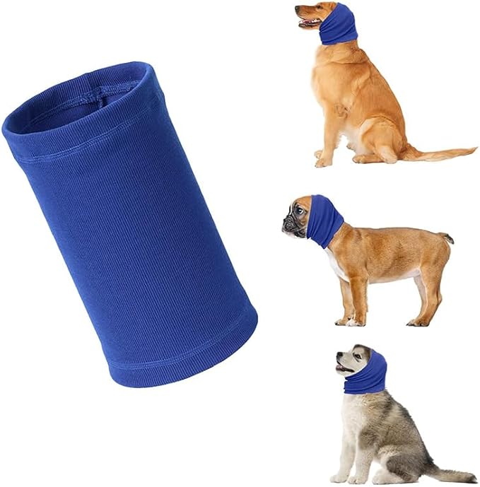 Pack x2 Dog Snood Ear Wraps for Anxiety Relief Ear Protection for Winters Dog Ear Muffs for Noise Protection Dog Calming Ear Cover No Flap Ear Wrap Neck and Ear Warmer Dog Accessories Dog Grooming