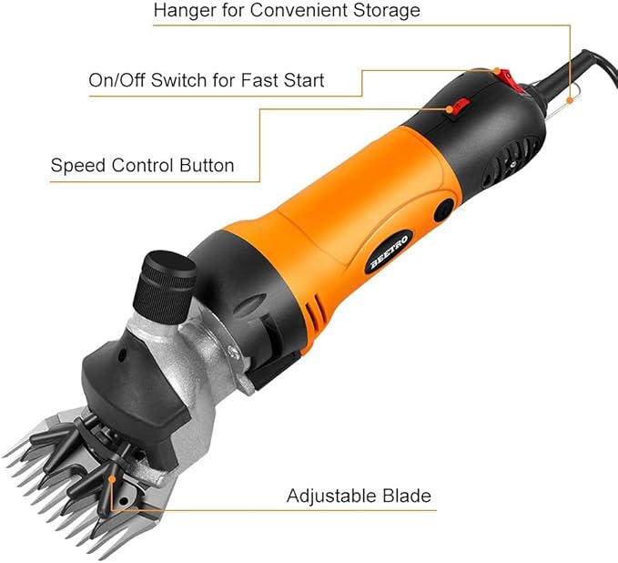 BEETRO 500W, Electric Professional Sheep Shears, Animal Grooming Clippers for Sheep Alpacas Goats and More, 6 Speeds Heavy Duty Farm Livestock Haircut
