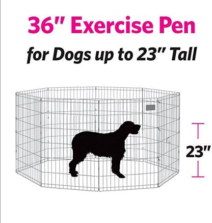 New World Pet Products 36" Foldable Black Metal Dog Exercise Pen No Door