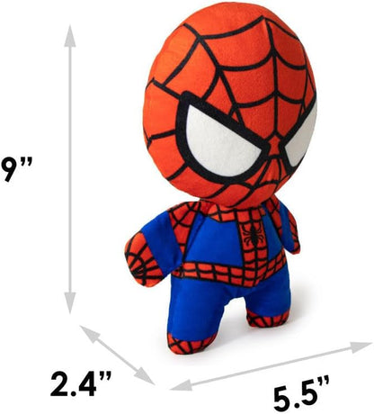 Buckle-Down Dog Toy, Marvel, Plush Squeaker Spider Man Kawaii Standing Pose, Multi Color, 8" x 6", DTPT-SPDCZ