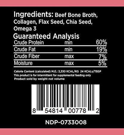 Nature's Diet Pet Bone Broth Protein Powder with Collagen, Chia Seed, Flax Seed & Omega 3 (Skin & Coat, 6 oz (60 Servings))