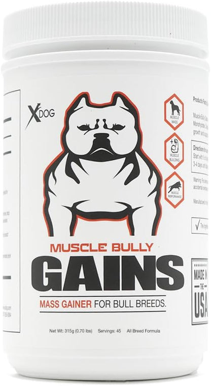 Gains - Mass Weight Gainer, Whey Protein for Dogs (Bull Breeds, Pit Bulls, Bullies) Increase Healthy Natural Weight, Made in The USA (45 Servings)