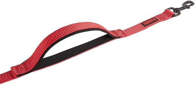 KONG Comfort Ultra Durable Traffic Padded Handle Hands Free Quick Control Leash 6' (Red)