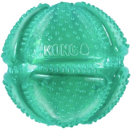 KONG Squeezz Dental Ball - Dog Toy for Cleaning Teeth - Flexible Chew Toy for Gentle & Mild Chewers - for Medium/Large Dogs