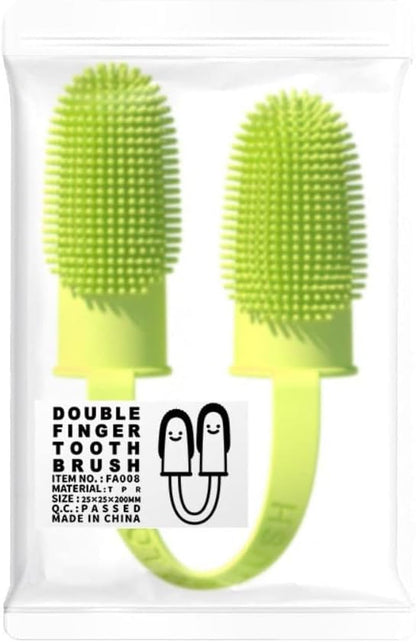 Andy's Orchids 3pcs Dog Toothbrush for Easy Teeth Cleaning, Finger Toothbrush Kit, Double-Finger 135ºSurround Bristles, Teeth Care Dental Care for Puppies Cats and Small Pets