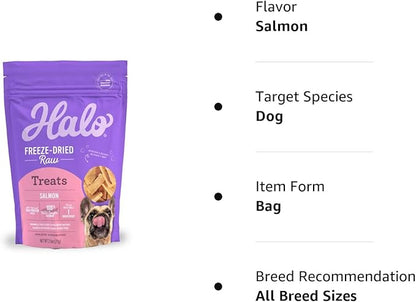 Halo 100% Wild Caught Salmon Freeze Dried Raw Treats, 2.5 oz.