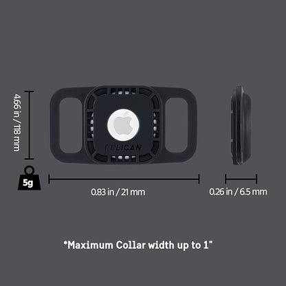 Pelican Protector Airtag Dog Collar Holder - Waterproof & Anti-Scratch AirTag Holder Dog Tag - Rugged Airtag Case for Dog Collar - Pet Collar Airtag Loop - Compatible with Cat / Dog Collar - Black