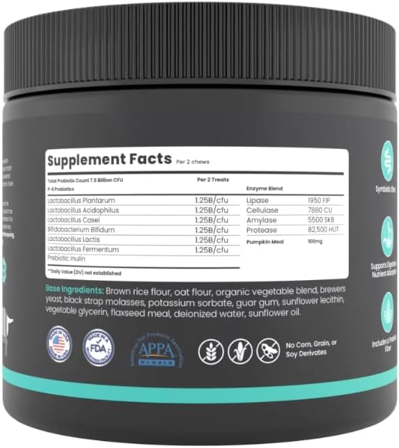 Healthy Bite Probiotic for Dogs - Dog probiotic for Diarrhea, Digestive and Immune Support for Dogs, Gut Health 6 Different Bacterias, Prebiotic Soft Chew Supplement for Dogs - Prebiotic -120 Count