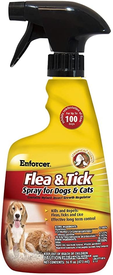 Enforcer Flea and Tick Spray - 16 Ounce (Case of 6) EFT166 - for Dogs and Cats