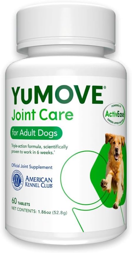 Adult Dog Tablets | for Dogs Aged 5 to 8 | Dog Hip and Joint Supplement with Glucosamine, Hyaluronic Acid & Green Lipped Mussel, Perfect for Adult Dogs (60 Tablets)