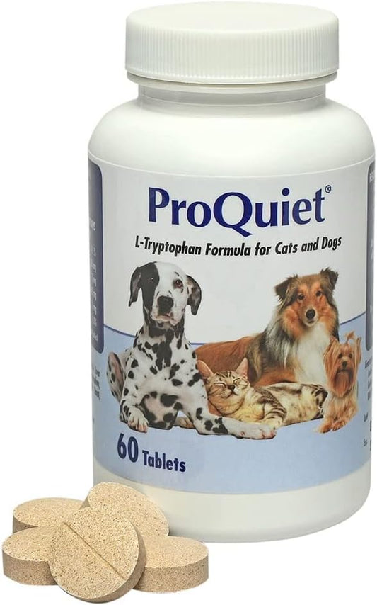 Animal Health Options ProQuiet L-Trytophan Formula for Cats & Dogs, Highly Palatable, Supports A Healthy Digestive & Nervous System, Liver Flavor, 60 Tablets