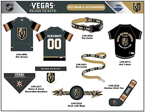 Pets First NHL LAS Vegas Golden Knights Leash for Dogs & Cats, Large. - Walk Cute & Stylish! The Ultimate Hockey Fan Leash!, 6 ft long x 1 in width, LVK-3031-LG