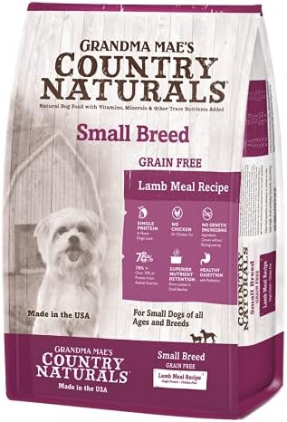 Country Naturals Grandma Mae's Grain Free Single Protein Lamb Recipe for Small Breeds, 4 Pound Bag