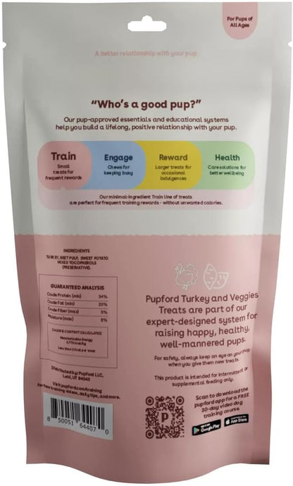 Pupford Freeze Dried Training Treats for Dogs & Puppies, 240+ Four Ingredient Bites (Turkey & Veggies, 5 oz)