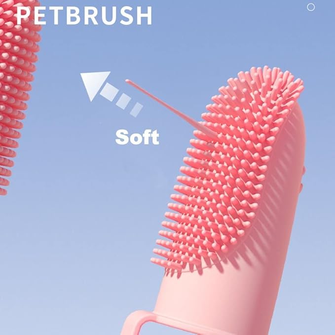 Andy's Orchids 3pcs Dog Toothbrush for Easy Teeth Cleaning, Finger Toothbrush Kit, Double-Finger 135ºSurround Bristles, Teeth Care Dental Care for Puppies Cats and Small Pets
