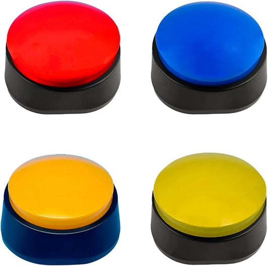 4 Color Voice Recording Button, Puppy Supplies Dog Training & Behavior aids Stuff Whistle Buttons for Communication Treat Pouches pet clicker Dogs Tools clickers Talking Button Set recordable