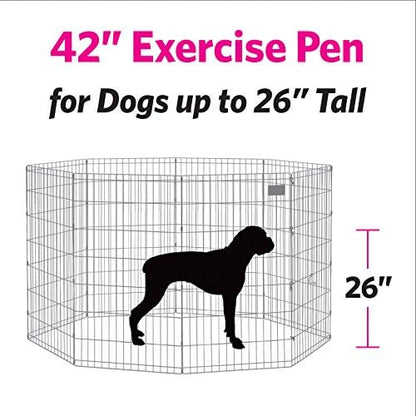 New World Pet Products 42' Foldable Black Metal Dog Exercise Pen No Door
