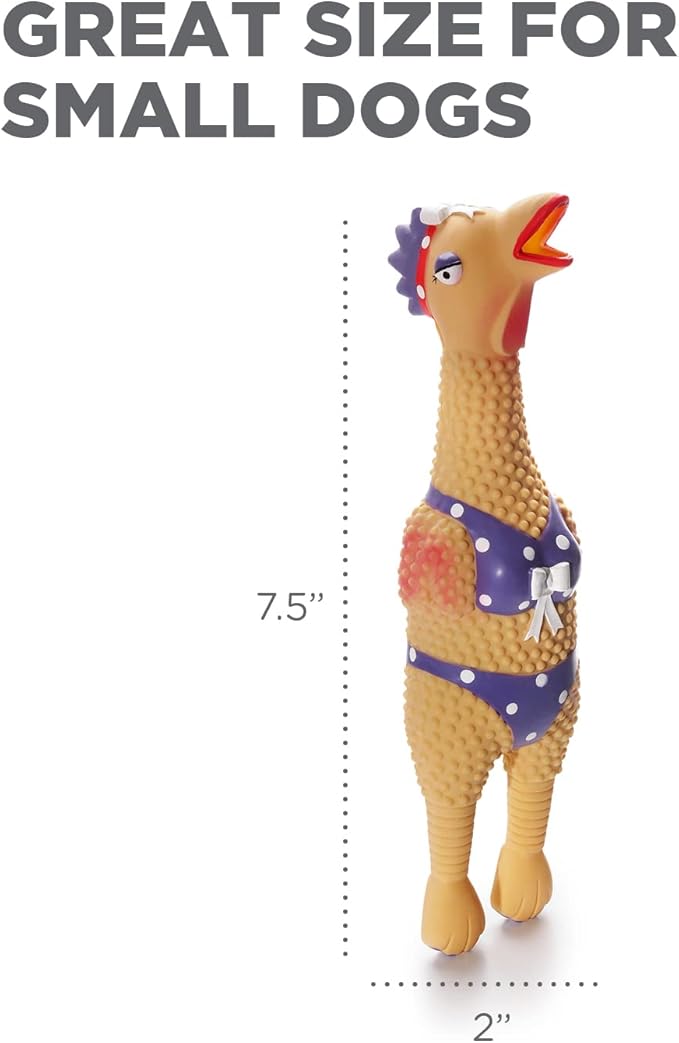 Charming Pet Squawkers Henrietta Latex Rubber Chicken Interactive Dog Toy, Small
