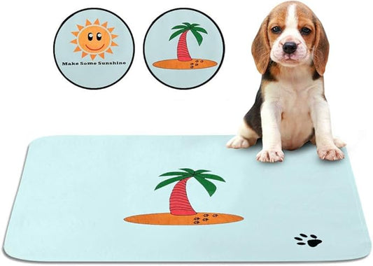 Cute Washable Puppy Pee Pads | 6 Pack Sun, Palm Tree Designs | Large Super Absorbent Wee Wee Potty Mats | Dog Housebreaking, Pet Crate Training | Multi-Purpose Reusable Eco-Friendly | Whelping